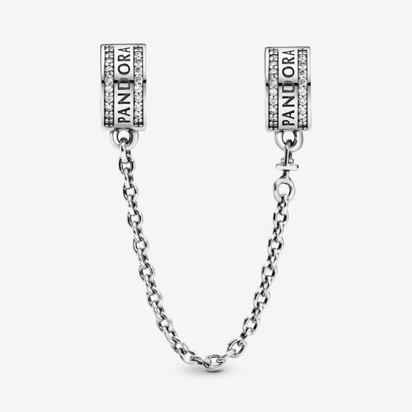 Pandora logo safety chain clip charm silver - Picture 3 of 3